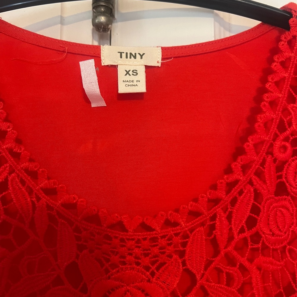 Anthropologie Red Lace Tank Top